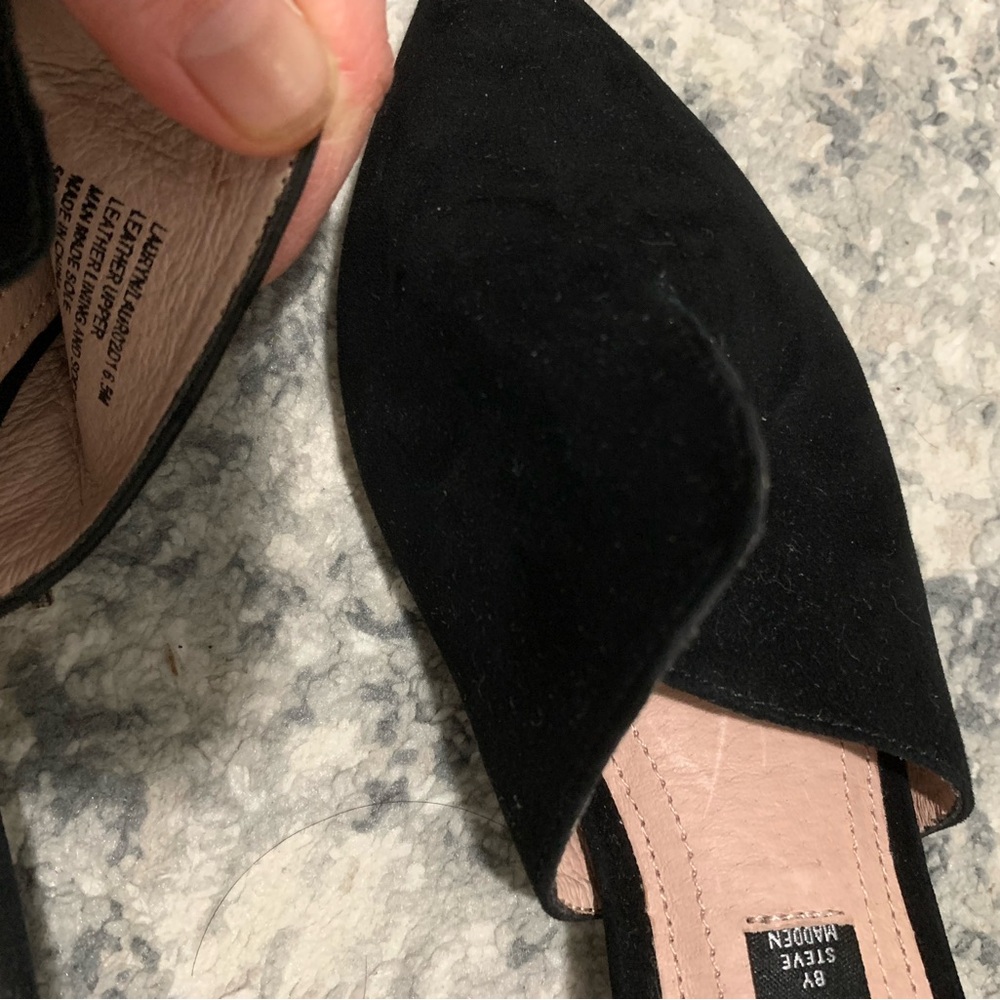 Steve Madden Lauryn Black Pointed-Toe Slip-On Mules - Picture 5 of 5